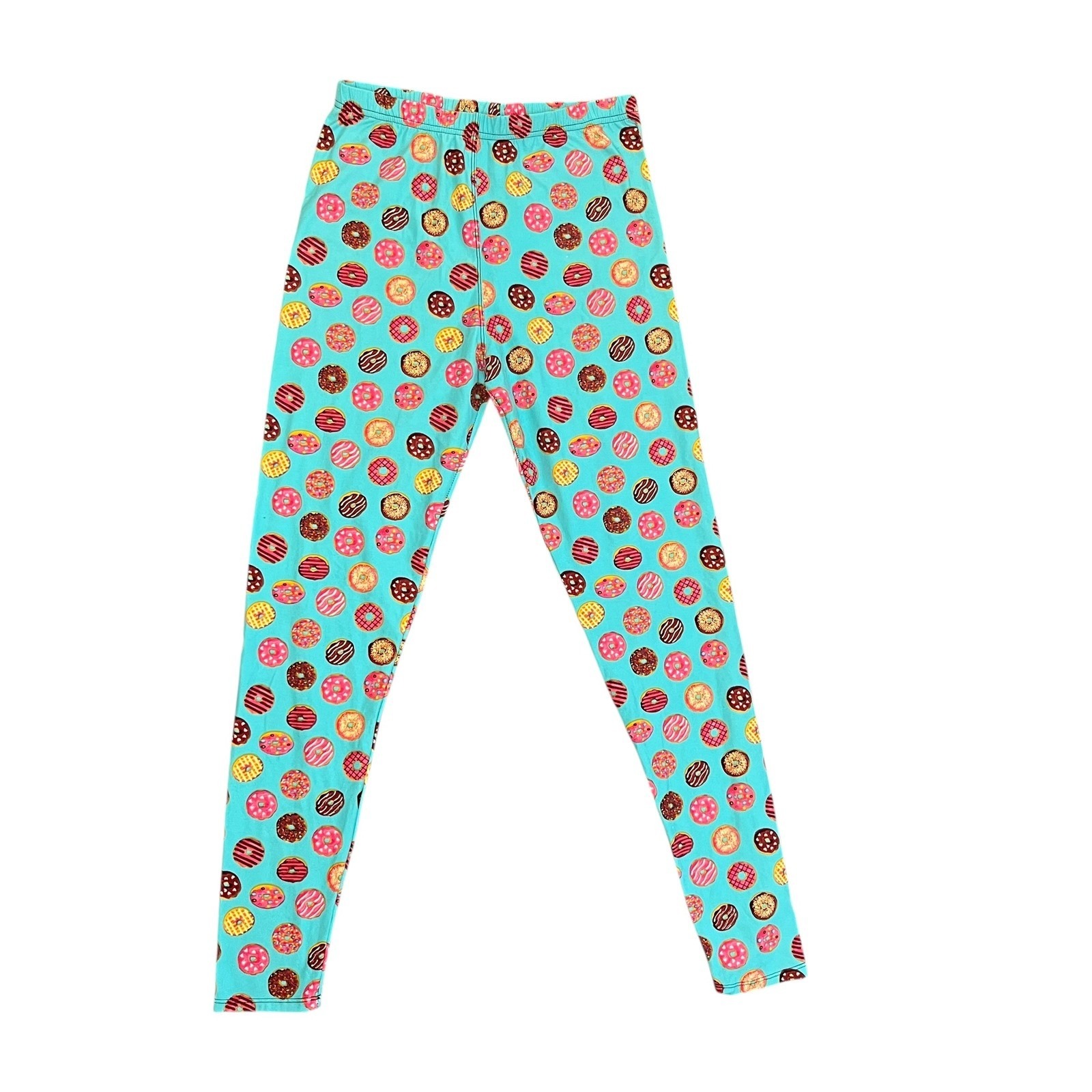 Donut Print Leggings Womens Large Frosted Sprinkles Foodie Lounge Stretch Soft